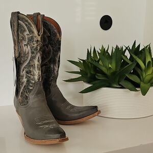 Gray and Brown Western Cowboy Boots